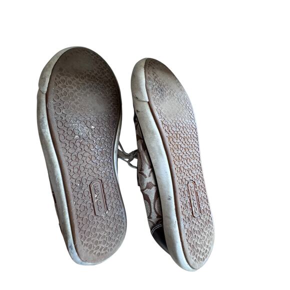 Coach Barrett Signature C Jacquard Canvas Sneakers Brown Tan 8B Logo Shoes - Picture 7 of 7